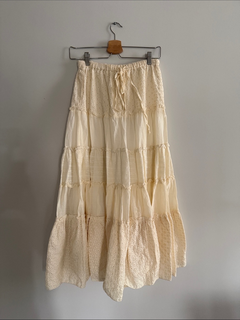 Boho Tiered Maxi Skirt in Cream